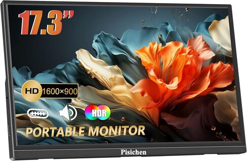 شاشة محمولة 17.3 بوصة HD 1600x900 HDMI USB Type-C للكمبيوتر المحمول، شاشة خارجية ثانية للكمبيوتر المكتبي Ras Pi، مسند مدمج in Kuwait
