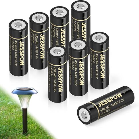 14430 Battery, 14430 3.2V 450mAh LiFePo4 Rechargeable Solar Batteries 4 Pack for for Solar Panel Outdoor Garden Lights, Solar Panel Light, Tooth Brush, Shaver, Flashlight (NOT AA Battery) in Saudi Arabia