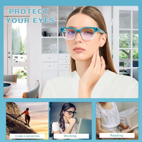 نظارات قراءة JOSCHOO مكونة من 5 قطع للنساء، نظارات حجب الضوء الأزرق، نظارات قراءة مربعة للأشعة فوق البنفسجية للرجال والنساء in Kuwait