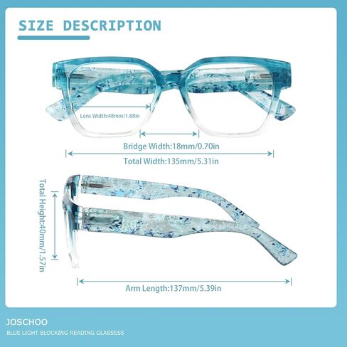 نظارات قراءة JOSCHOO مكونة من 5 قطع للنساء، نظارات حجب الضوء الأزرق، نظارات قراءة مربعة للأشعة فوق البنفسجية للرجال والنساء in Kuwait