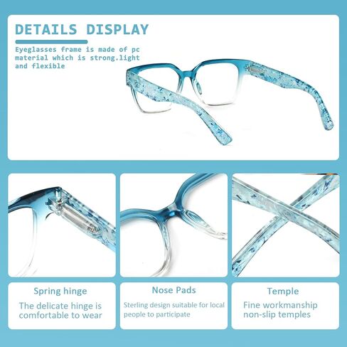 نظارات قراءة JOSCHOO مكونة من 5 قطع للنساء، نظارات حجب الضوء الأزرق، نظارات قراءة مربعة للأشعة فوق البنفسجية للرجال والنساء in Kuwait