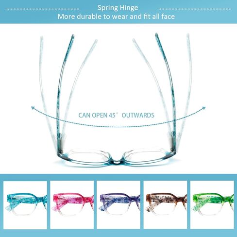 نظارات قراءة JOSCHOO مكونة من 5 قطع للنساء، نظارات حجب الضوء الأزرق، نظارات قراءة مربعة للأشعة فوق البنفسجية للرجال والنساء in Kuwait