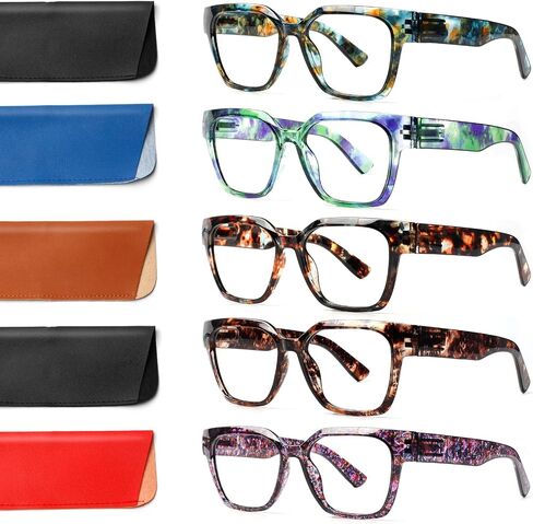 JOSCHOO 5 Pack Reading Glasses for Women Blue Light Blocking Glasses Filter UV Square Readers Glasses for Men and Women in Saudi Arabia
