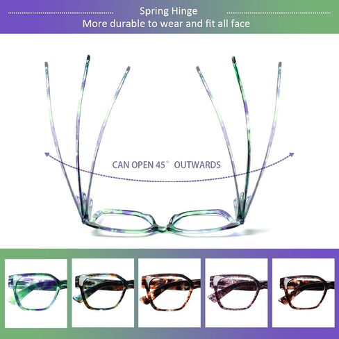 JOSCHOO 5 Pack Reading Glasses for Women Blue Light Blocking Glasses Filter UV Square Readers Glasses for Men and Women in Saudi Arabia