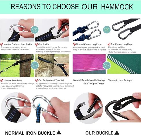 Hammock Camping - Portable Single/Double Hammocks for Outdoor Hiking Travel Backpacking - 210D Nylon Hammock Swing for Backyard & Garden Tree Straps -Khaki/Green (Black/Gray) in Saudi Arabia