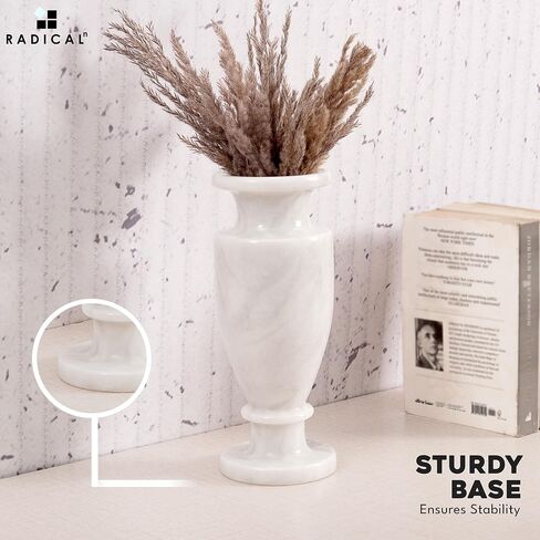 Radicaln Marble Flower Vase 10" Inches Black Handmade Tall Vase for Coffee Tables & Bookshelf - Marble Vase for Living Room & Home Décor - Flower Vase for Dining Table Centerpiece in Kuwait