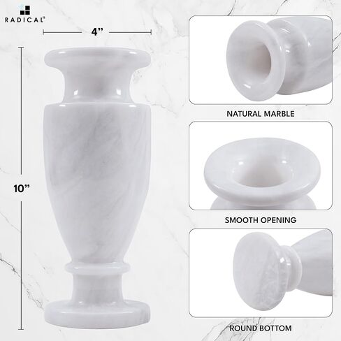 Radicaln Marble Flower Vase 10" Inches Black Handmade Tall Vase for Coffee Tables & Bookshelf - Marble Vase for Living Room & Home Décor - Flower Vase for Dining Table Centerpiece in Kuwait