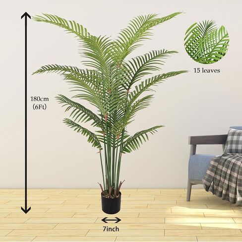 6ft Tall Fake Palm Tree,Artificial Palm Trees Indoor,Modern Decoration Artificial Palm Tree with 15 Trunks in Saudi Arabia