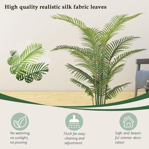 6ft Tall Fake Palm Tree,Artificial Palm Trees Indoor,Modern Decoration Artificial Palm Tree with 15 Trunks in Saudi Arabia