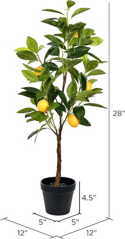 Vickerman Everyday 28" Artificial Potted Lemon Tree - Lifelike Home Or Office Decor - Premium Faux Potted Tree with Real Touch Leaves - Maintenance Free in Saudi Arabia