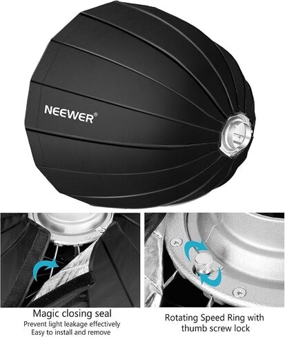 Neewer 48 بوصة/120 سم صندوق ناعم سداسي عميق - قابل للطي سريعًا مع حلقة Bowens Speedring وموزع لـ Neewer CB60 CB100 CB150، Aputure 300D II 120D وغيرها من مصابيح Bowens Mount Light in Saudi Arabia