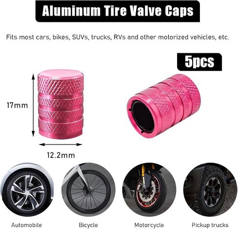 5 PCS Car Tire Valve Stem Caps, Aluminum Auto Wheel Stem Cover with O Seal, Corrosion Resistant Vehicle Tire Air Caps for Truck Motorcycle Bike, Universal Car Accessories (Black) in Saudi Arabia