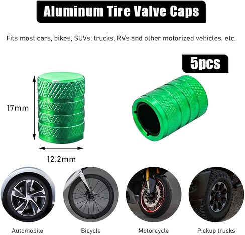 5 PCS Car Tire Valve Stem Caps, Aluminum Auto Wheel Stem Cover with O Seal, Corrosion Resistant Vehicle Tire Air Caps for Truck Motorcycle Bike, Universal Car Accessories (Black) in Saudi Arabia