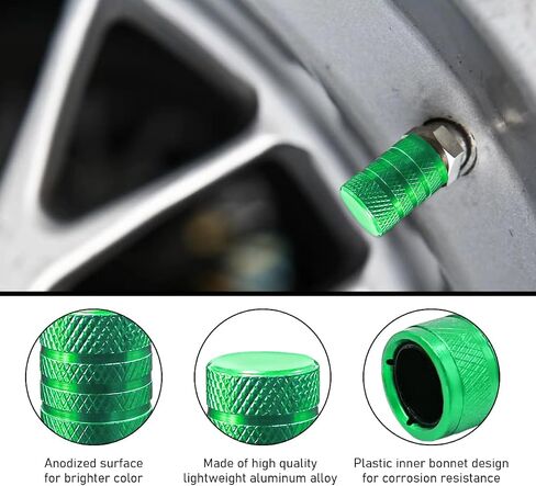 5 PCS Car Tire Valve Stem Caps, Aluminum Auto Wheel Stem Cover with O Seal, Corrosion Resistant Vehicle Tire Air Caps for Truck Motorcycle Bike, Universal Car Accessories (Black) in Saudi Arabia