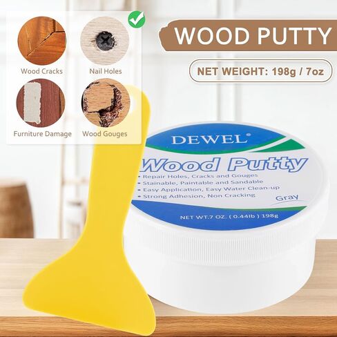 DEWEL Wood Putty, White Wood Filler, New Upgrade Wood Putty Filler Paintable, Stainable, Sandable, Wood Furniture Repair Kit Quickly Restore Wood Hole, Hardwood Floor, Door in Saudi Arabia