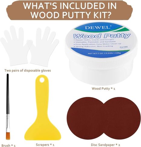 DEWEL Wood Putty, White Wood Filler, New Upgrade Wood Putty Filler Paintable, Stainable, Sandable, Wood Furniture Repair Kit Quickly Restore Wood Hole, Hardwood Floor, Door in Saudi Arabia