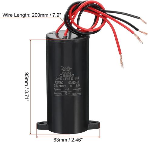PATIKIL 10+6uf CBB60 Run Capacitor, Dual Run Start AC 450V 4 Wires 50/60Hz Plastic Shell with Screw Fixed Base 95 x 63mm for Washing Machine Motor Star in Saudi Arabia