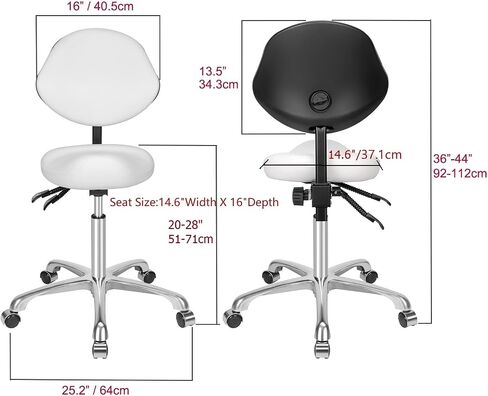 Ergonomic Rolling Swivel Saddle Stool with Wheels,Hydraulic Pneumatic Lifting Height Adjustable Lightweight Chair for Clinic Hair Salon Massage Lab Kitchen Home Office (Black, Without Back) in Saudi Arabia