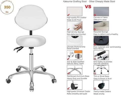 Ergonomic Rolling Swivel Saddle Stool with Wheels,Hydraulic Pneumatic Lifting Height Adjustable Lightweight Chair for Clinic Hair Salon Massage Lab Kitchen Home Office (Black, Without Back) in Saudi Arabia