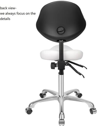 Ergonomic Rolling Swivel Saddle Stool with Wheels,Hydraulic Pneumatic Lifting Height Adjustable Lightweight Chair for Clinic Hair Salon Massage Lab Kitchen Home Office (Black, Without Back) in Saudi Arabia