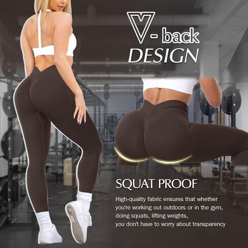 V Back Scrunch Butt Lifting Leggings for Women Workout Leggings Gym Leggings High Waisted Tummy Control Yoga Pants in Saudi Arabia