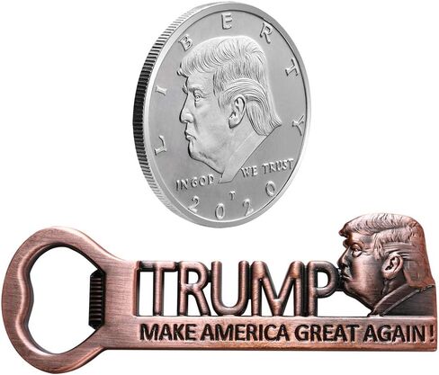 Donald Trump Birthday Gifts, Keep America Great Coin and Trump Make America Great Again Bottle Opener MAGA Gifts for Men Women in Saudi Arabia