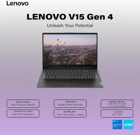 Lenovo V15 Gen 4 Laptop, 15.6" FHD Display, AMD Ryzen 3 7320U Processor, Long Battery Life, RJ-45, USB-C, HDMI, w/WOWPC Bundle, Windows 11 Pro (16GB RAM | 1TB PCIe SSD) in Saudi Arabia