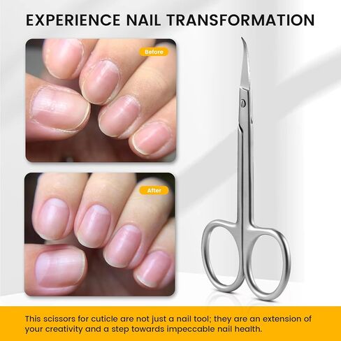 BEZOX Precision Curved Tip Cuticle Scissors - Russian Style Sharp Nail Dead Skin and Hangnail Scissor, Professional Cuticle Trimmer with Sharp, Thin Blade - Ideal for Right & Left-Handed Use in Saudi Arabia