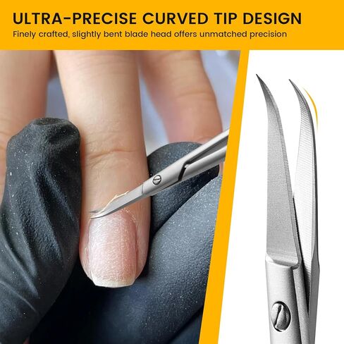 BEZOX Precision Curved Tip Cuticle Scissors - Russian Style Sharp Nail Dead Skin and Hangnail Scissor, Professional Cuticle Trimmer with Sharp, Thin Blade - Ideal for Right & Left-Handed Use in Saudi Arabia