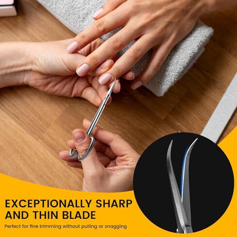 BEZOX Precision Curved Tip Cuticle Scissors - Russian Style Sharp Nail Dead Skin and Hangnail Scissor, Professional Cuticle Trimmer with Sharp, Thin Blade - Ideal for Right & Left-Handed Use in Saudi Arabia