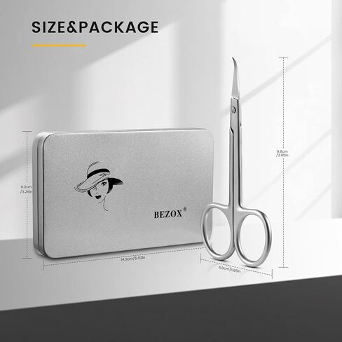 BEZOX Precision Curved Tip Cuticle Scissors - Russian Style Sharp Nail Dead Skin and Hangnail Scissor, Professional Cuticle Trimmer with Sharp, Thin Blade - Ideal for Right & Left-Handed Use in Saudi Arabia