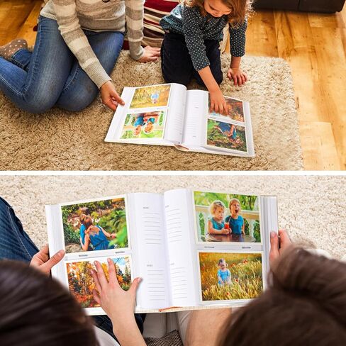 ألبوم صور RECUTMS لصور 4 × 6، غطاء جلدي مع نافذة أمامية، 50 ورقة صغيرة سهلة الارتداء في كتاب الصور 300 صورة مع مساحة للكتابة لحفل زفاف وعائلة وتخرج الأطفال (بيج) in Kuwait