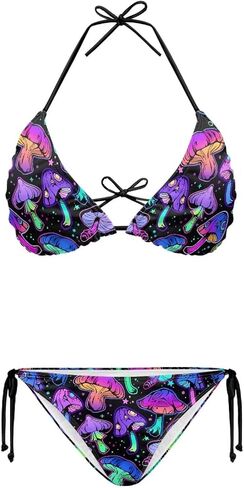 String Women's Sexy Halter Thong Bikini 2 Piece with Tie Sides Summer Triangle Bikini Set Swimsuits in Saudi Arabia