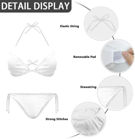 String Women's Sexy Halter Thong Bikini 2 Piece with Tie Sides Summer Triangle Bikini Set Swimsuits in Saudi Arabia