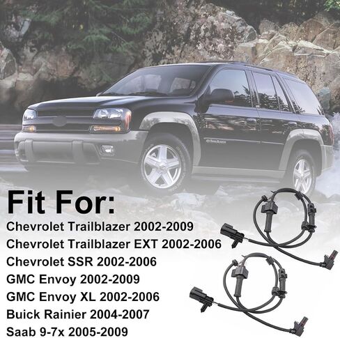 مستشعر سرعة عجلة ABS أمامي يسار/يمين مناسب لسيارة Chevy Trailblazer/GMC Envoy 2002-2009، لسيارة Buic-k Rainier Saab 9-7x Oldsmobil-e Bravada Chevy SSR Trailblazer EXT/GMC Envoy XL، استبدل OE ALS1337 قطعتان in Saudi Arabia