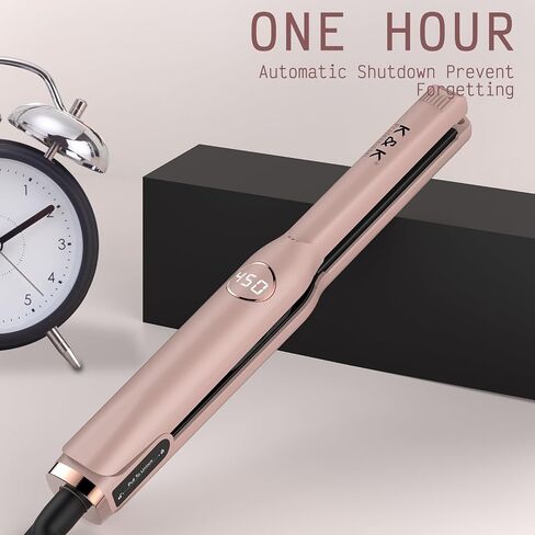 K&K Flat Iron Small Mini Tourmaline Titanium Hair Straightener 0.5 inch Plate 4D 360°Swivel LED Display for Woman Short Hair Adjustable Temperature Dual Voltage Auto Shut Off(Black) in Saudi Arabia