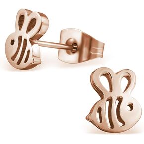 Stainless Steel Tiny Honey Bumble Bee Stud Post Earrings