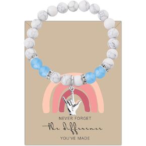 MYOSPARK ASL Gift Sign Language Gift I Love You Hand Sign Language Charm Bracelet ASL Jewelry Gift for Deaf ASL Teacher Thank You Gift
