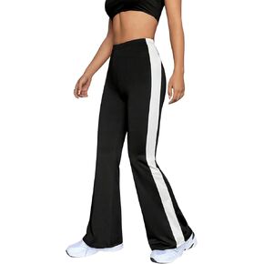 SweatyRocks Women's Elastic High Waist Flare Leg Pants Casual Striped Side Stretchy Trousers