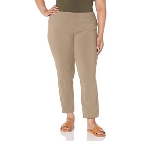 SLIM-SATION Women's Wide Band Pull on Ankle Pant with Tummy Control
