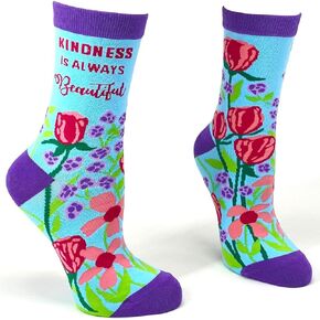 Fabdaz Kindness is Always Beautiful Saying Rose Print Women's Novelty Crew Socks