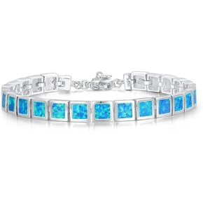 CiNily Ladies Fire Opal Bracelets 14K White Gold Plated Tennis Bracelet Women Jewelry Gift Gemstone Bracelet