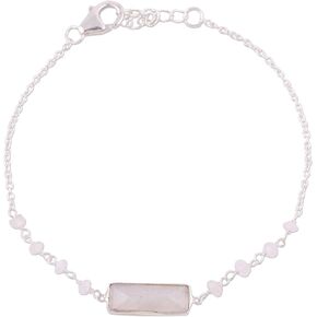 NOVICA Artisan Handmade Rainbow Moonstone Pendant Bracelet Beaded from India .925 Sterling Silver 'Magical Prism'