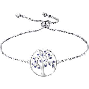 YL 925 Sterling Silver Bracelet Tree of Life Bracelets Cubic Zirconia Created Emerald Tree Jewelry Link Bracelet Gifts