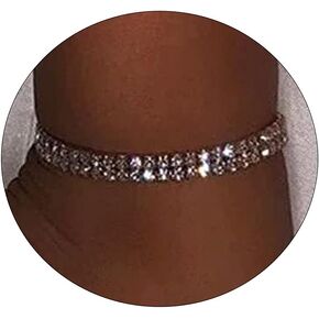 ASCOMY Silver Ankle Bracelets for Women Dainty Shining Classic Tennis Anklets for Teen Girls Cute Simple Cubic Zirconia Diamond Rhinestone Anklet Bling Summer Foot Chain Anklet Beach Jewelry Gifts