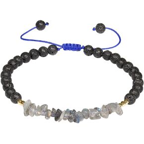 Jewever Lava Rock/Tumbled Chips Moonstone Ankle Bracelets for Women Irregular Shape Crystal Beaded Anklet Anti-Anxiety Summer Beach Essential Oil Diffusers Jewelry