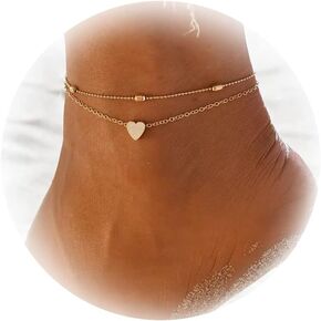 Dcfywl731 Five Layered Anklet Bracelets for Women Silver Gold Beaded Chain Anklet for Teen Girls Boho Multi-layered Anklet Bracelets Beach Foot Chain Jewelry Jewelry Gifts