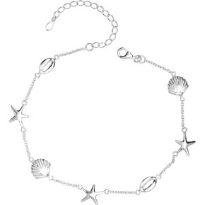 LeCalla Sterling Silver Light-Weight Beaded Adjustable Foot Bracelet Anklet for Teen Women