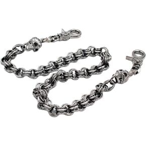 Uniqsum Fire Skull charm Vintage Ring links wallet chain Biker Key chains (Gun-Metal)