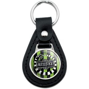 GRAPHICS & MORE Black Leather Beetlejuice Beetle Worm Keychain